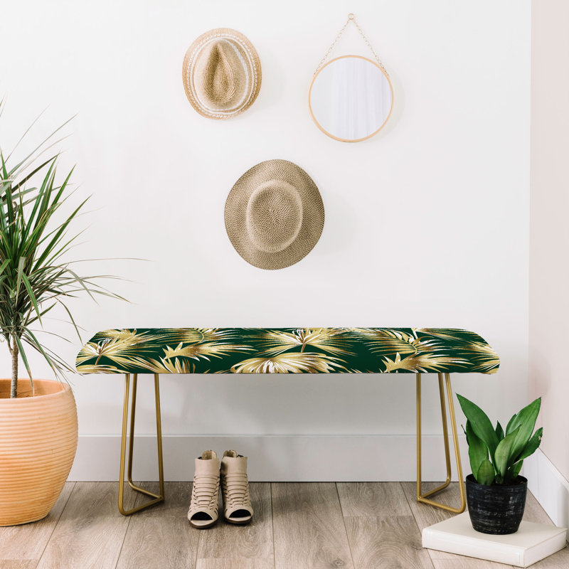 Banc rembourré Marta, Or / vert foncé / floral