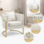 Fauteuil d'appoint demi-tonneau en velours avec coussin-1801962267