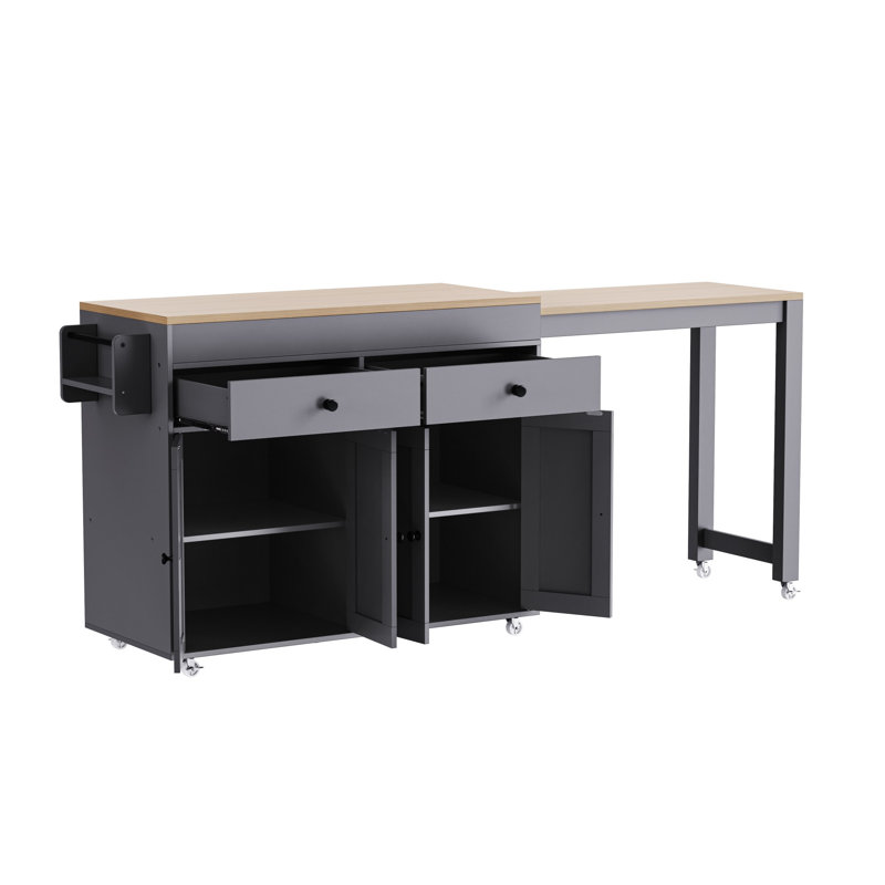 74.5 " W Kitchen Island, Gray