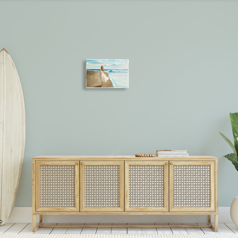 «Walk on the Beach Blue Ocean» par Ziwei Li - reproduction d'art, H 10 po x l 15 po