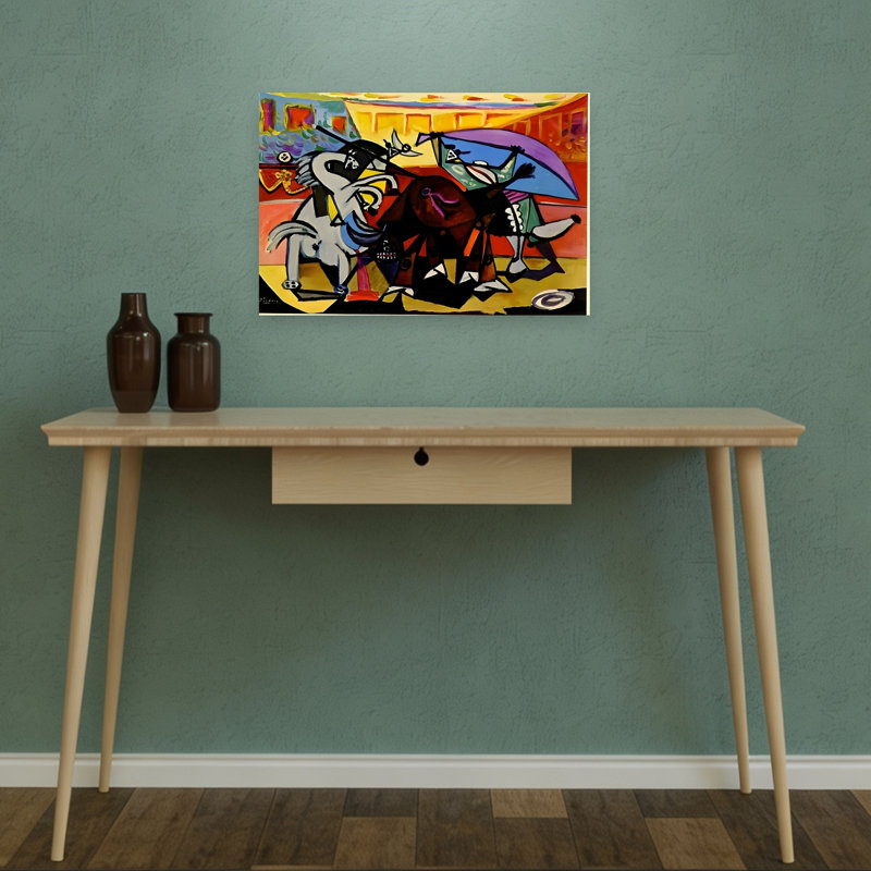Reproduction d'art dynamique de scène de taureau dynamique, H 12 po x l 18 po