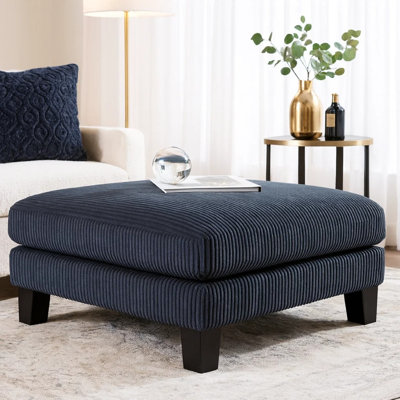 Repose-pieds Rix, siège de 45 pouces, pieds en faux bois, tissu en velours côtelé noir
