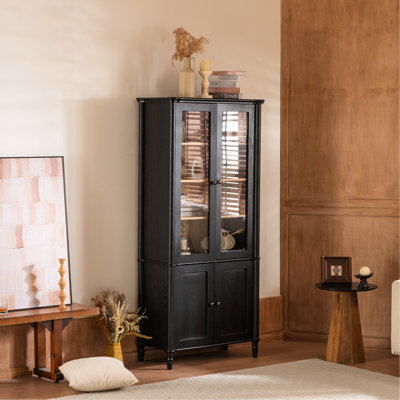 Armoire 75 po à 6 tablettes réglables et poignées en verre doubles
