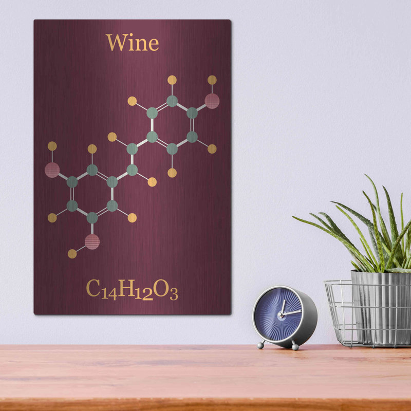 «Wine Molecule», art mural en métal, H 16 po x l 12 po