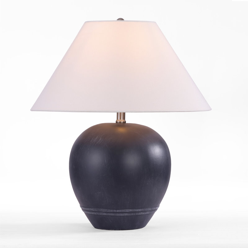 Ceramic Table Lamp, Black, 55cm H x 45.7cm W x 45.7cm D