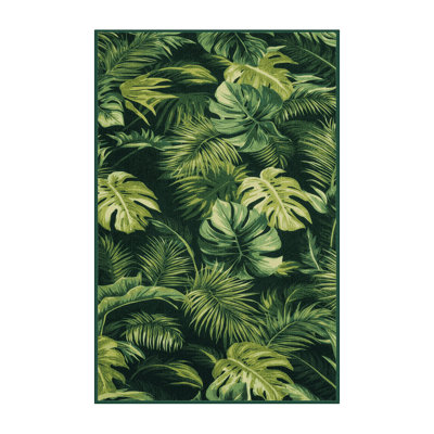  Tapis hawaïen lavable à feuillage vert