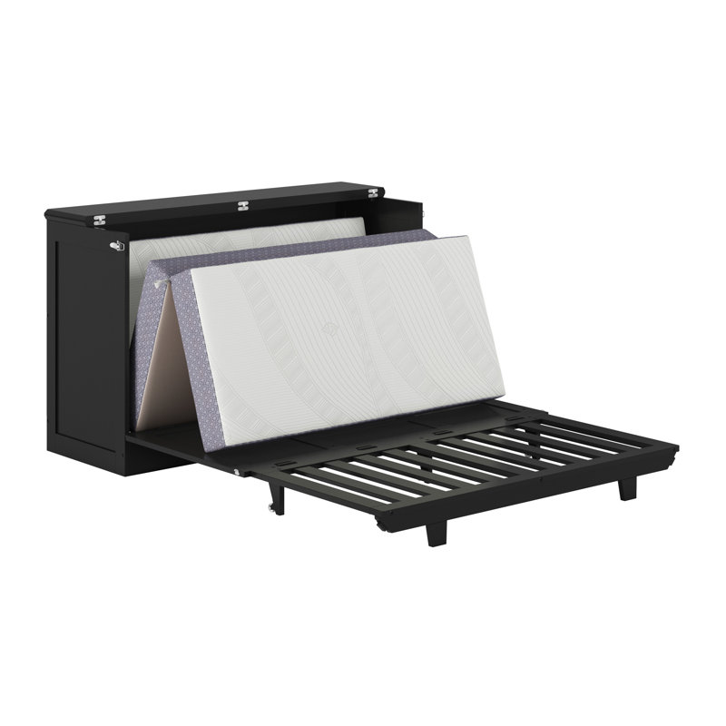 Grand lit escamotable avec matelas 6 po Charleston, Full, Noir