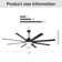 72 Inch Modern Large Design Ceiling Fans With Smart Remote Control 6 Wind Speed DC Motor Black for Living Room