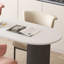 Table de bar semi-circulaire en plaque de pierre blanche pure.-2002474139