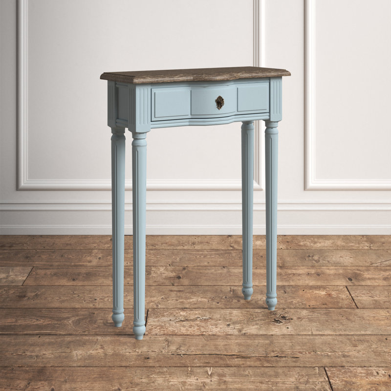 Josephine Light Blue Solid Wood 1-Drawer Console Table