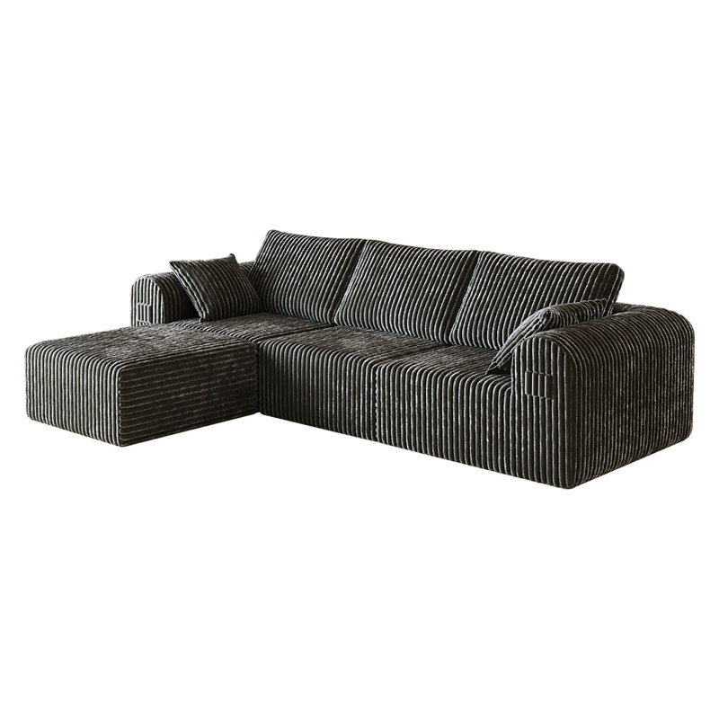 Canapé modulaire en forme de L de 4 pièces de l 106,2 po, canapé modulaire Cloud, siège profond en velours côtelé désossé avec repose-pieds, aucun assemblage nécessaire