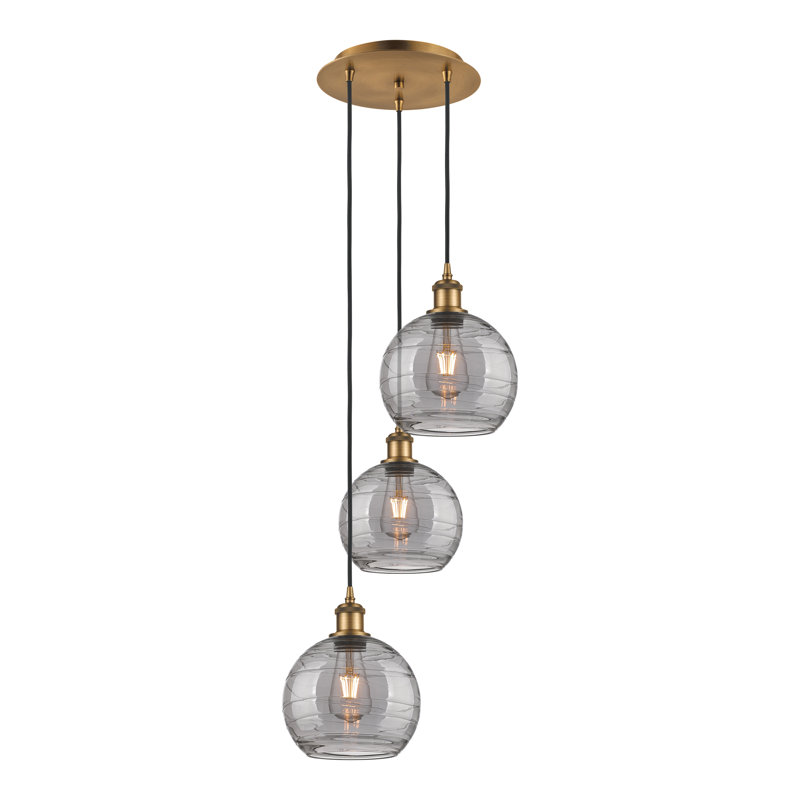 Luminaire suspendu 3 lumières Ellington, H 30,38 po x l 14,5 po x P 14,5 po, Laiton brossé