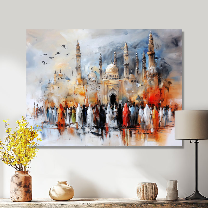 «Prayer Time pendant le Ramadan III - Décoration murale en métal, impression traditionnelle en métal, H 30 po x l 40 po