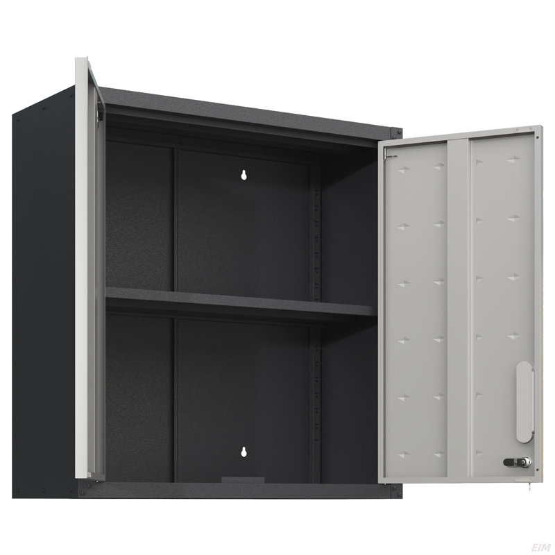 Metal Wall-Mounted Tool Storage Cabinet With Locking Door And 1 Shelf 1 Opened Drawer For Garage Warehouse,Office,Assembly Required (Cabinet)