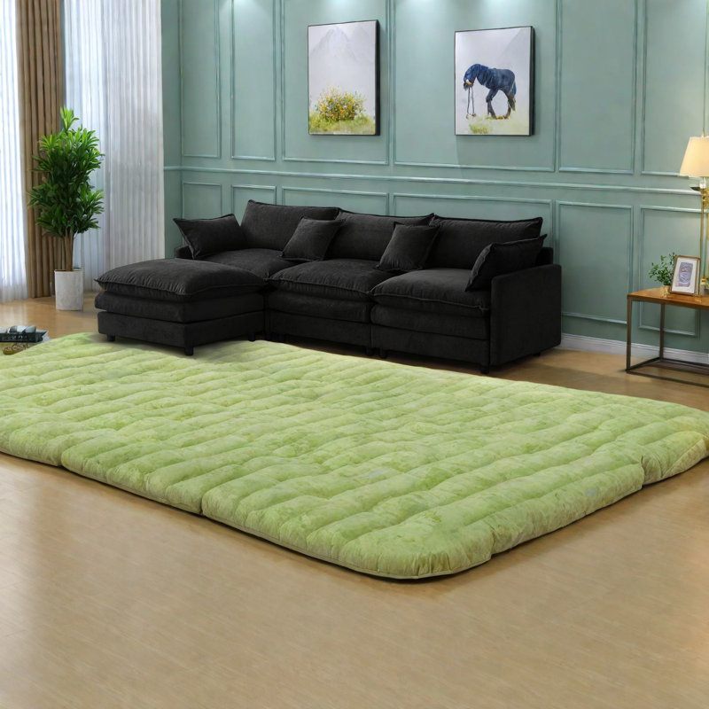 Canapé modulaire en L spacieux et modulaire en chenille pour la vie familiale