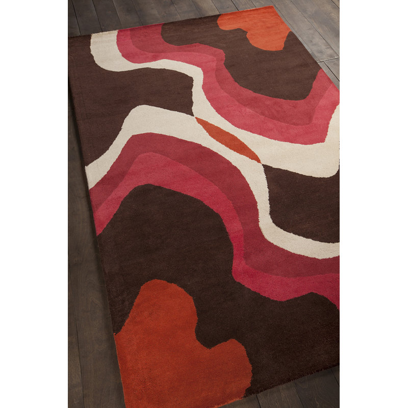 Tapis brun contemporain à motif steveson, 5 pi x 7 pi 6 po