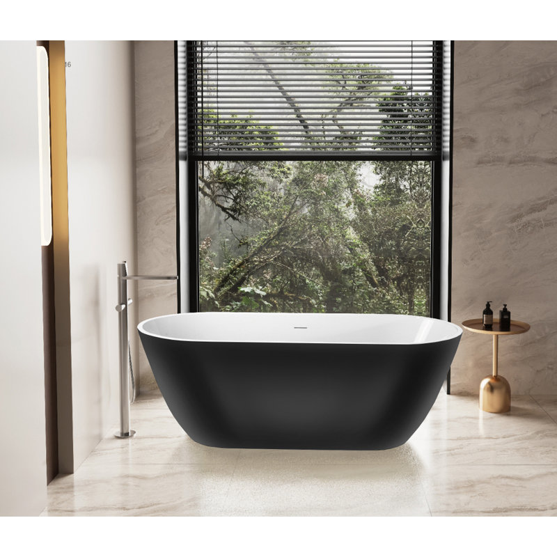 Lilac 65 In. Freestanding Bathtub In Black Finish, Black