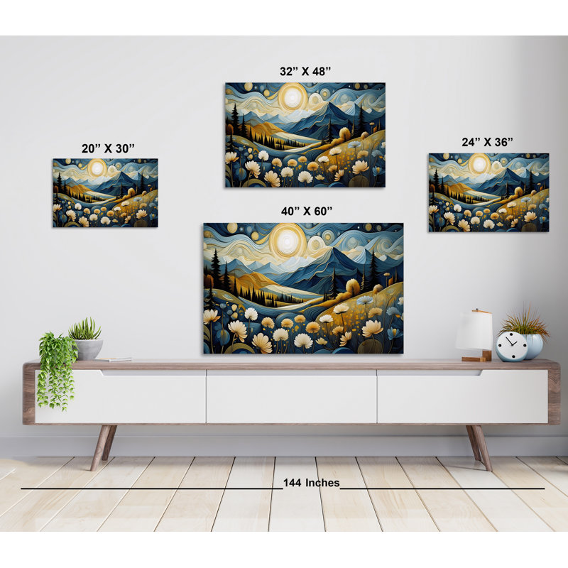 Sunlit Mountain Valley, H 20 po x l 30 po