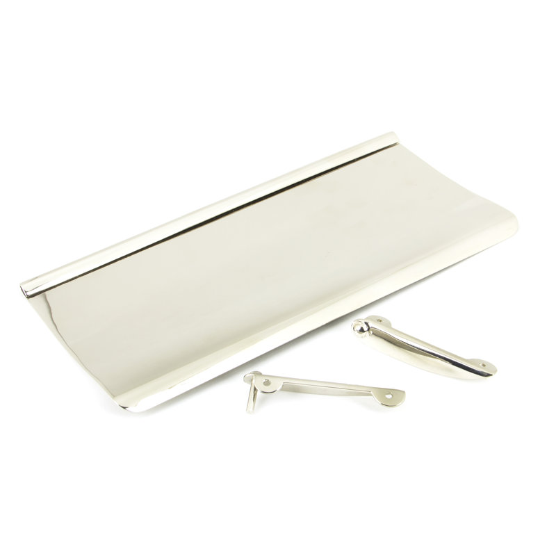 Letter Plate Covers Brass Mail Slot, Polished Nickel, 13cm H x 26.5cm W x 1.2cm D