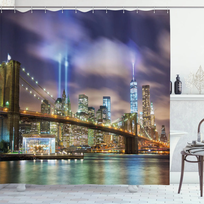 Shower Curtain with Hooks Included, 70" H x 69" W