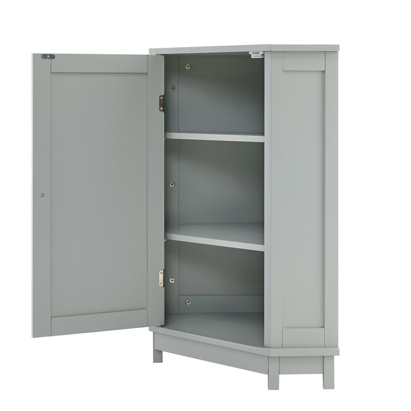 Armoire de salle de bain Armoire de rangement de coin triangulaire avec tablette ajustable, Gray