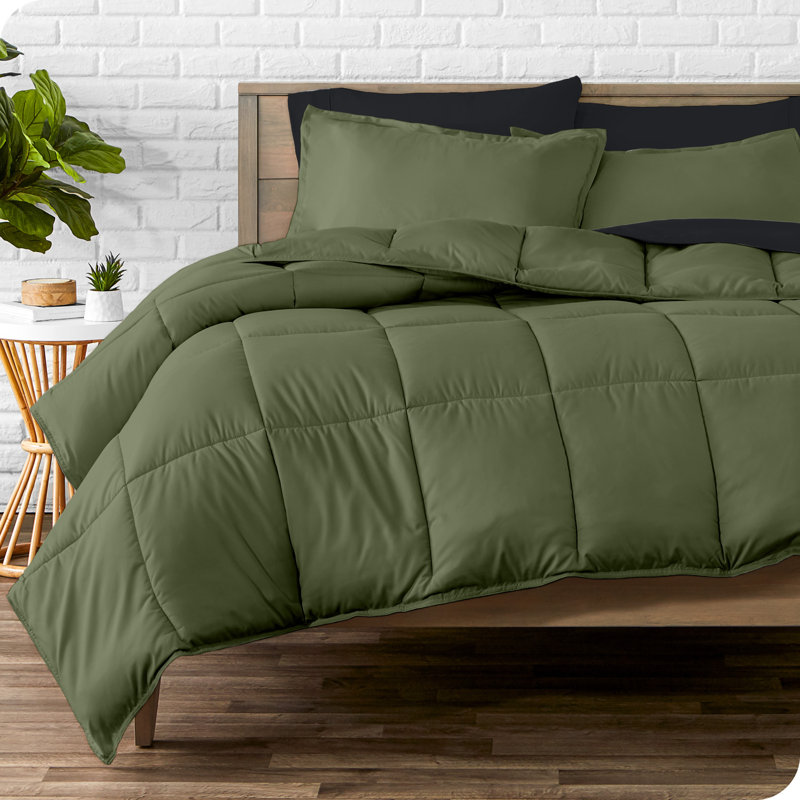 Microfiber Bed-In-A-Bag, Twin XL Comforter + 4 Additional Pieces, Green/Black