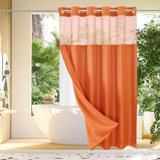 No Hook Waffle Weave Shower Curtain With Snap-In Fabric Liner Set For Bathroom, Hotel Style With Mesh Top Window, Waterproof & Washable, 72X74