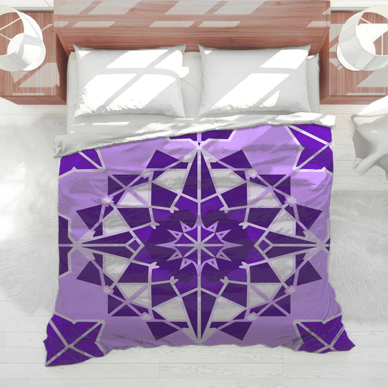 Purple Geometric Mandala Comforter, King