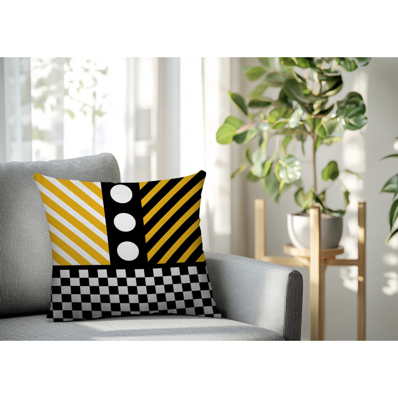 Coussin Brixa, Carré 16 po, Jaune