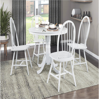 Ensemble de table de salle à manger blanche 5 pièces avec 4 chaises Windsor