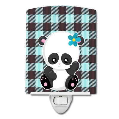Panda on Plaid Ceramic Night Light