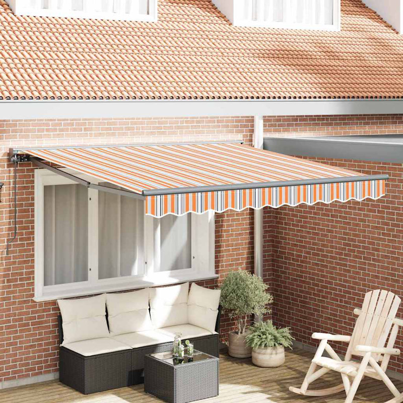 Retractable Awning, Blue/Orange/Anthracite, 350 cm W x 250 cm D