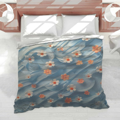White Orange Flowers Comforter