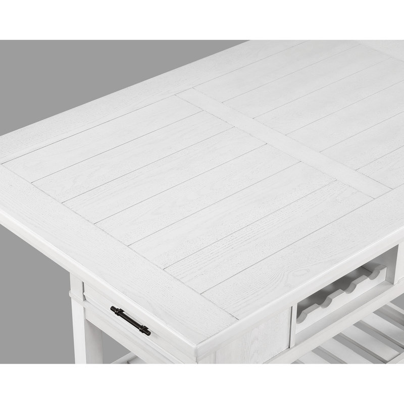 Table de salle à manger blanche à hauteur de comptoir rectangulaire avec support à vin et tiroir de rangement, paire de 4 chaises rembourrées pour un 5, style bouteille avec meubles en bois, look rétro