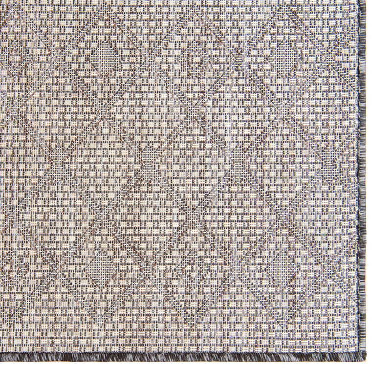Tapis intérieur / extérieur gris anthracite Leyla, Carré 7 pi 10 po