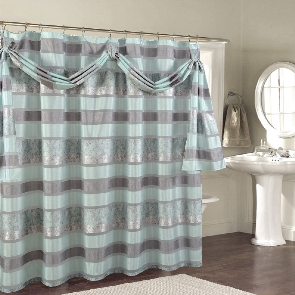 Florine Striped Shower Curtain Bayou Breeze 