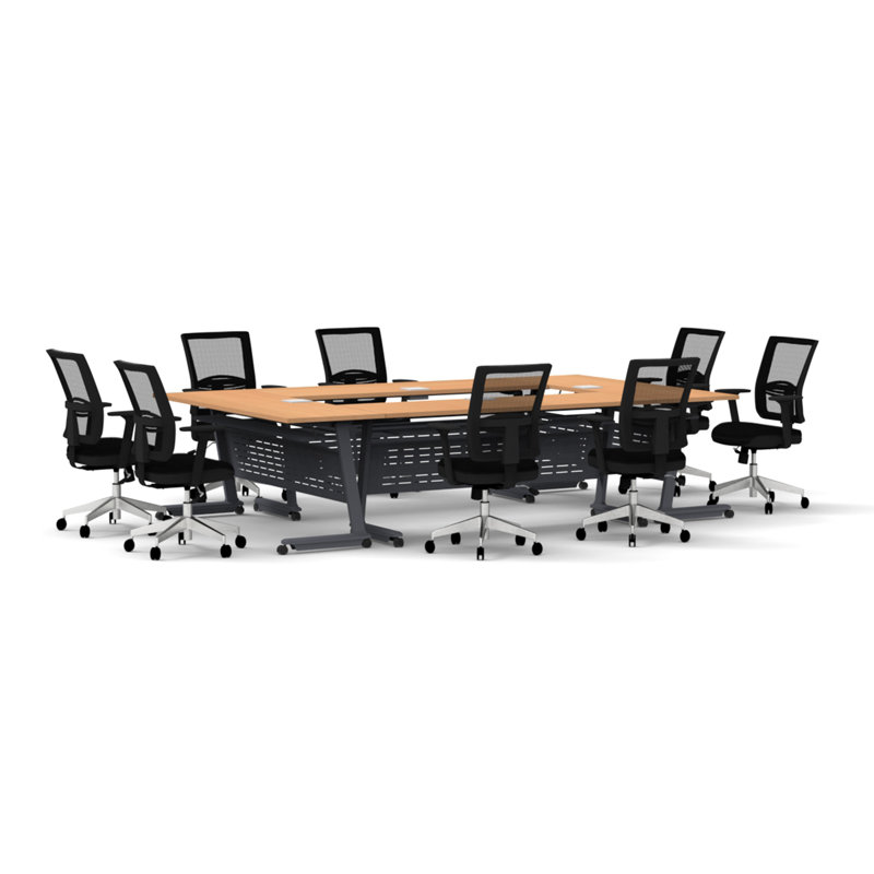 Rectangle 8 Person Flip Top 72'' L Modular Training Table and Chair Set with Casters and Modesty Panel and Cable Management