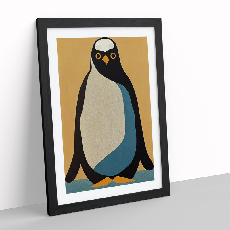 Retro Penguin No.3 - Framed Print, Black Framed, 46cm H x 34cm W x 2cm D