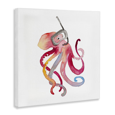 Snorkel Mask Octopus Canvas Wall Art by Lanie Loreth