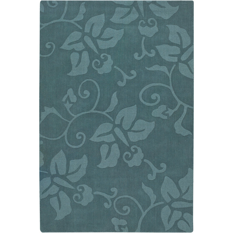 Handmade Blue Wool Tufted Rectangular 5' x 7' Rug