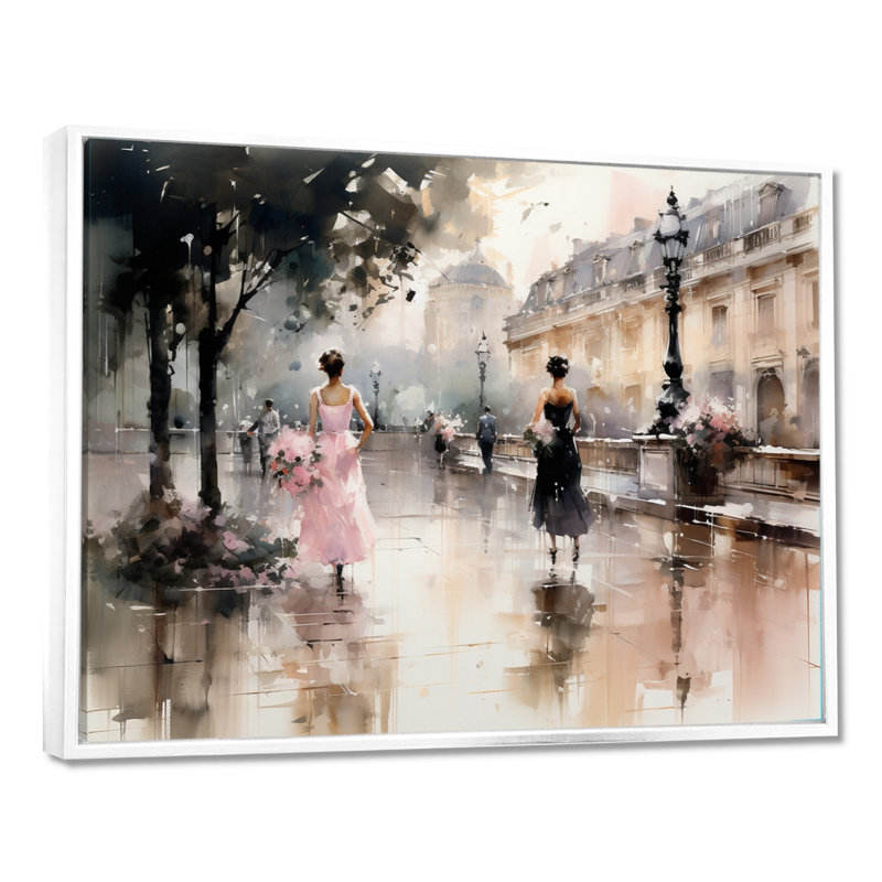 Fashion Impressionist Elegance I - Print, Floater Framed Print, 30" H x 40" W, White