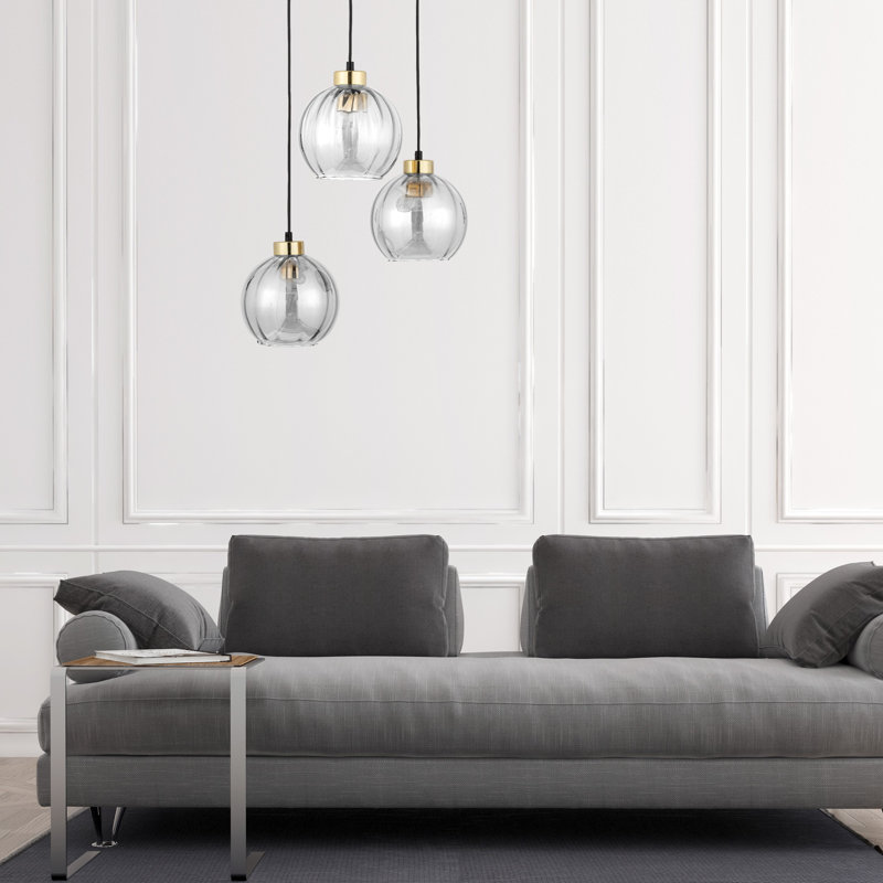 Devi 3 - Light Stainless Steel Cluster Pendant, Transparent