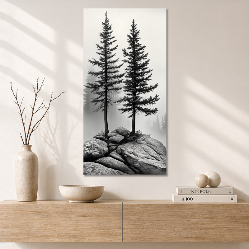 «Black White Artin III - Black Landscape», reproduction d'art sur toile Moody, H 32 po x l 16 po, Toile tendue