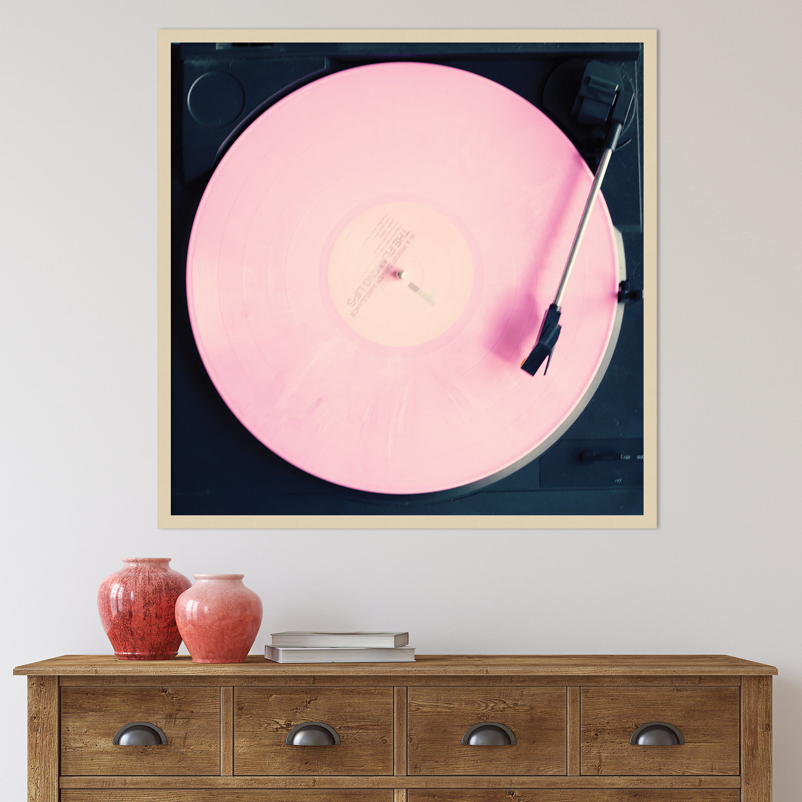 Pink Record by Caroline Mint, 34.25" H x  34.25" W  x 0.88" D, Brown