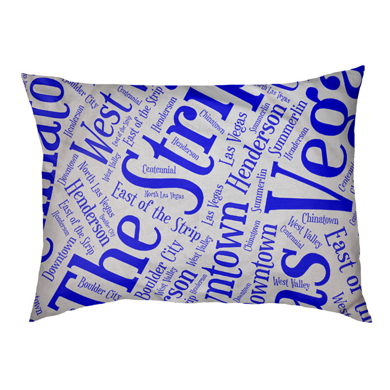Coussin de chien « districts », Très grand (H 17 po x l 50 po x P 40 po), Bleu, Las Vegas