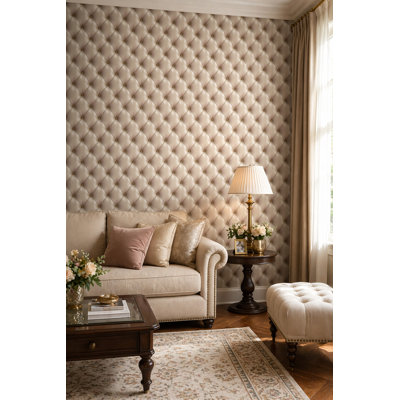 Tufted Wallpaper Quilted Diamond Pattern Wall Mural