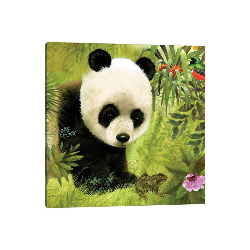 Panda's Visitor Full by Giordano Studios - Wrapped Canvas Gallery-Wrapped Canvas Giclée, 30.48 cm H x 30.48 cm W