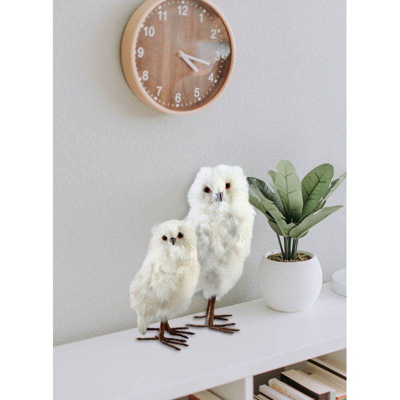Hibou artificiel à plumes, H 17 po x l 8 po x P 8 po