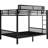 Black Queen Size Metal Bunk Bed With And Storage Shelf, For Adults Teens, Stable Frame, Coated Surface, 600Lbs Lower Limit Over In Black, , Guard, Slats
