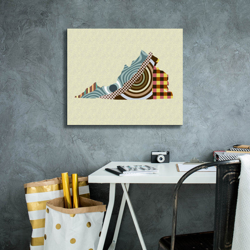 «Virginia State Map» par Lanre Adefioye, art mural sur toile, H 20 po x l 24 po x P 0,75 po